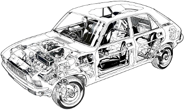 Bármelyik Allegro-változat jellemezhető ezzel a rajzzal, hiszen a motorbeépítés, a gáz- és folyadéktöltésű rugóelemek mindegyiknél azonosak