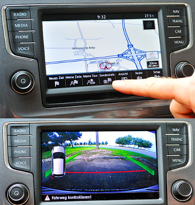 Érintésközelítő navigációs kezelőfelület és tolatókamera