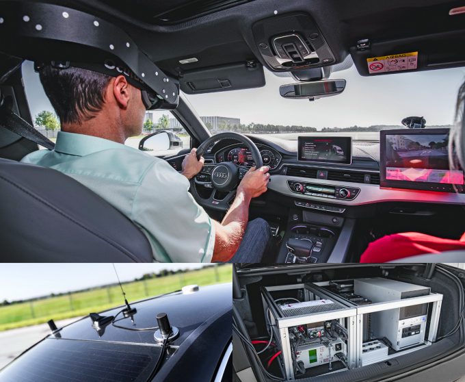 A Virtual Training Car mozgását kétcentis pontosságú, precíziós GPS követi A csomagtartóban kiépített rendszer révén az autó szenzorai a virtuális valóságot érzékelik, így bemutatható a vezetést segítő kiegészítők működése
